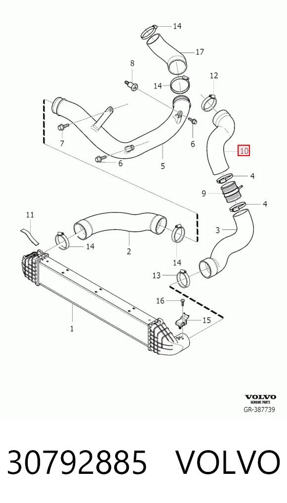 30792885 Volvo Трубка, що нагнітається