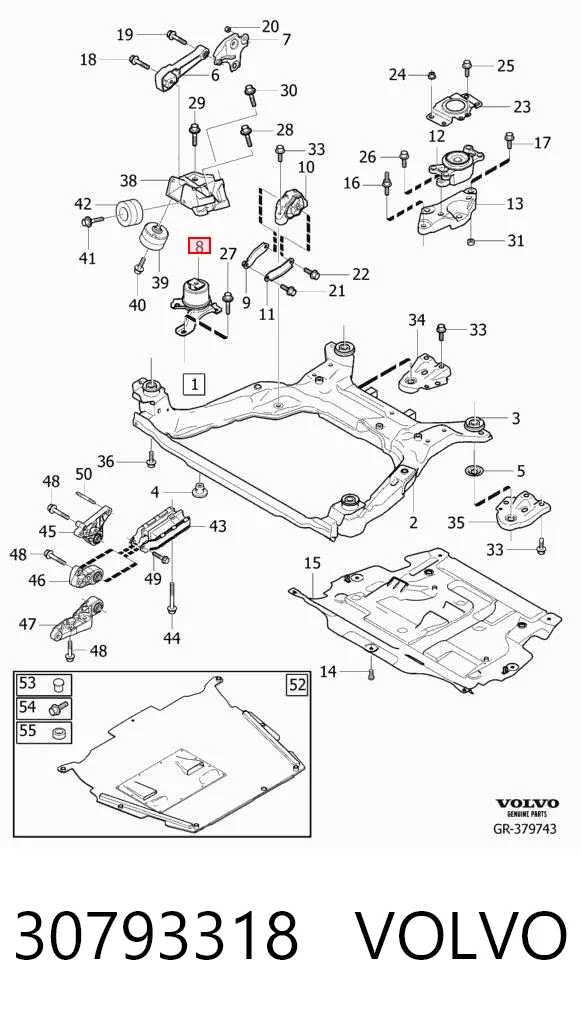 30793318 Volvo Подушка передньої опори двигуна
