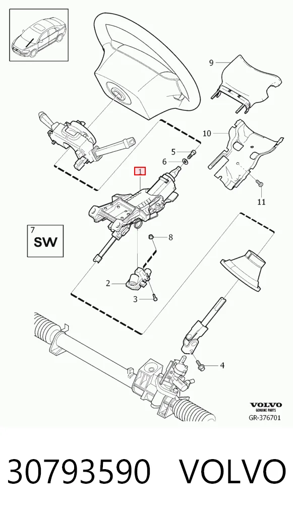 Купити Рульова колонка Volvo V50  MW