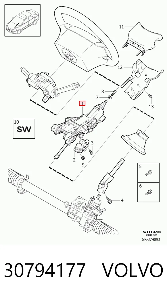  Рульова колонка Volvo V50 