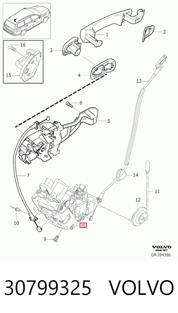 30799325 Volvo Замок задніх дверей, лівих