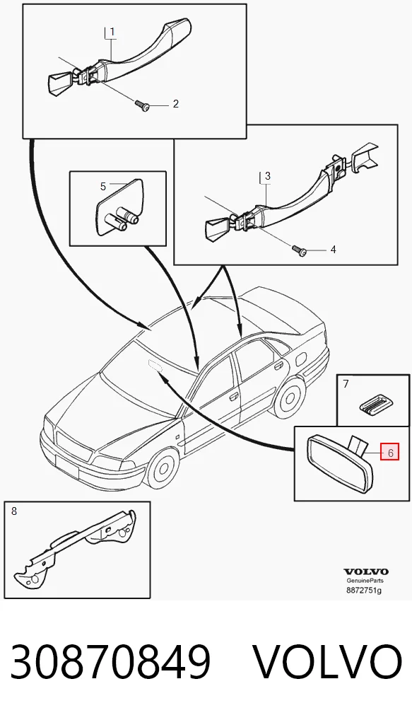 Дзеркало заднього виду в салоні Volvo V40 універсал (VW) (1995 - 2004) ціна, від 10.13 USD