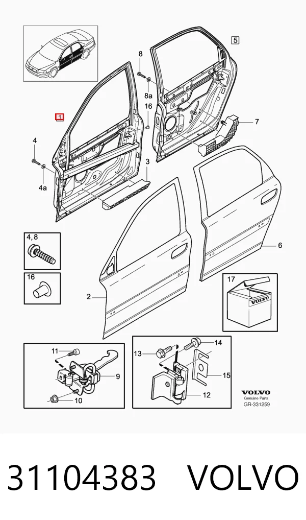 Купити Двері передні ліві Volvo S80 I TS, TH, KV