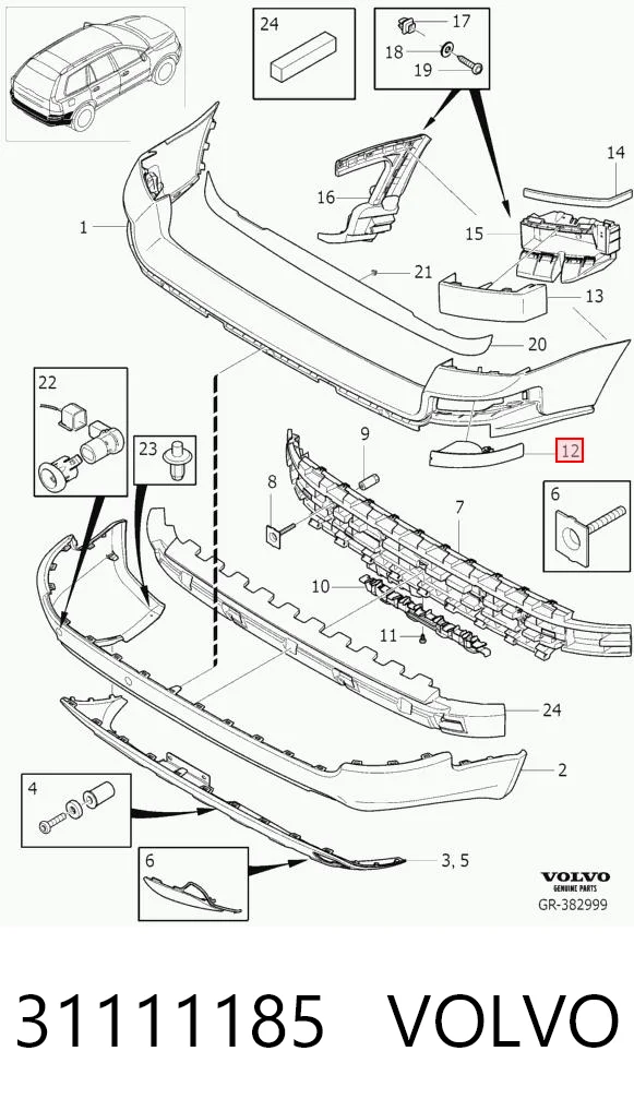 31111185 Volvo Правий катафот бампера