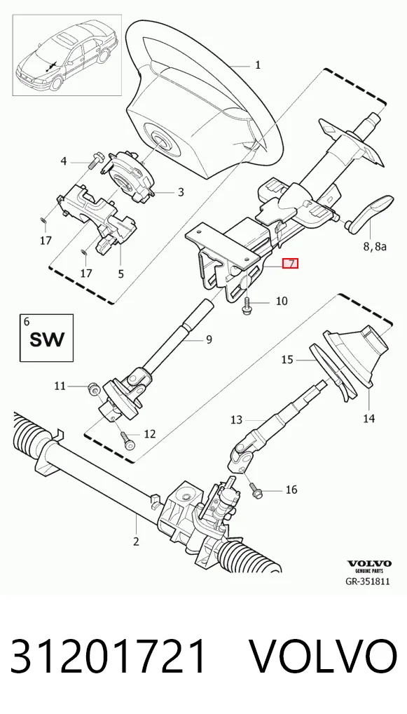 Колонка рульова Volvo S60 I