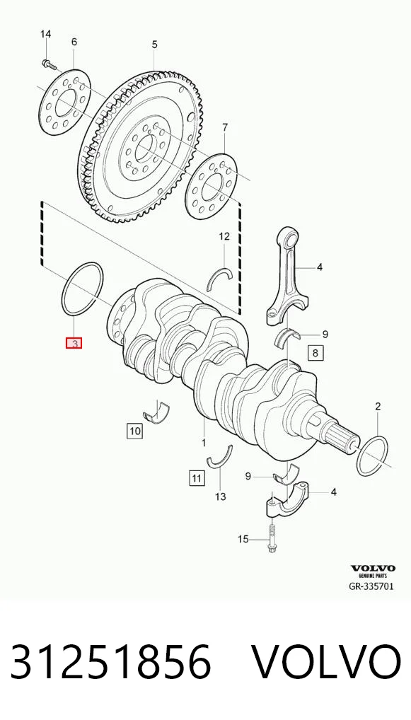 31251856 Volvo Сальник коленвала корінний