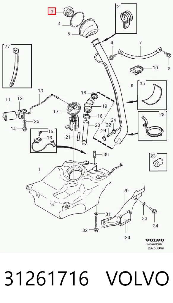 31261716 Volvo Кришка / пробка бензобака