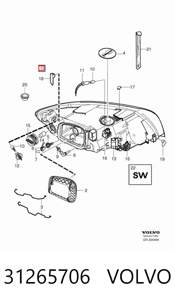 31265706 Volvo Фара дальнього світла в зборі