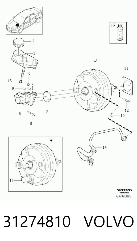 31274810 Volvo Підсилювач гальм вакуумний
