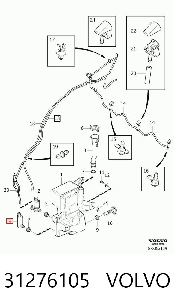 31276105 Volvo Насос-двигун омивача фар