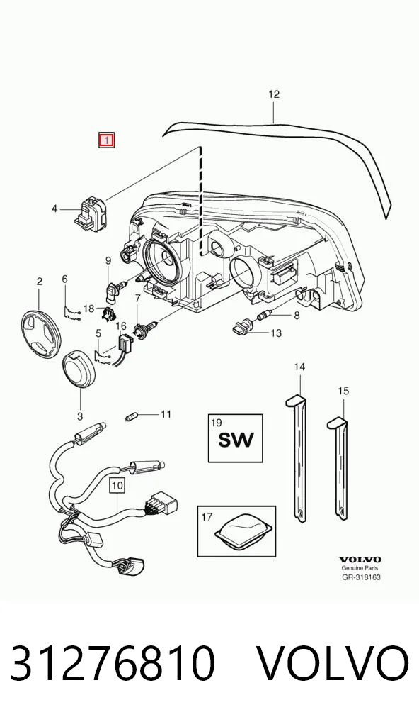 31276810 Volvo Основна фара - вставка