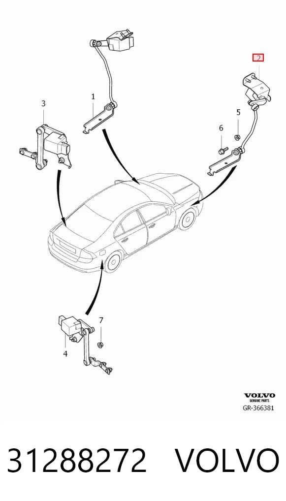 31288272 Volvo Датчик рівня положення кузова, передній правий