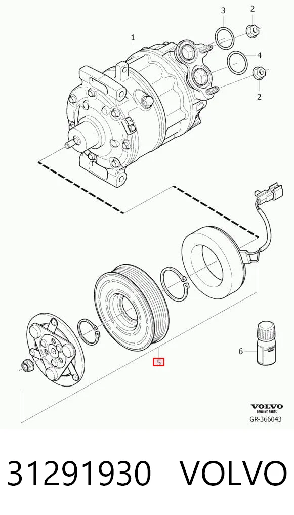 31291930 Volvo Шків компресора кондиціонера