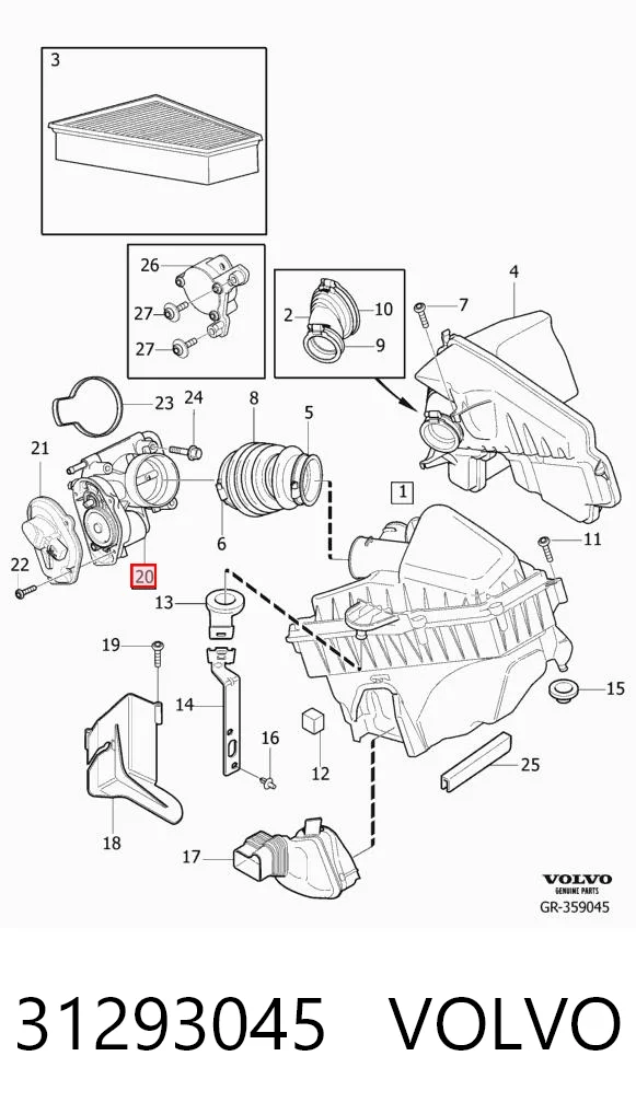 31293045 Volvo Дросільна заслінка в зборі