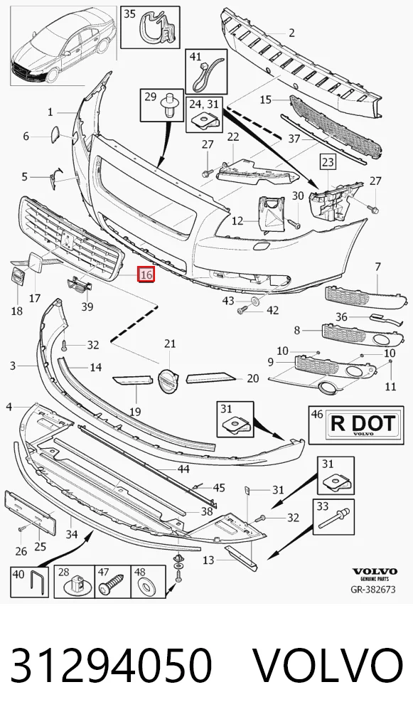 31294050 Volvo Решітка радіатора