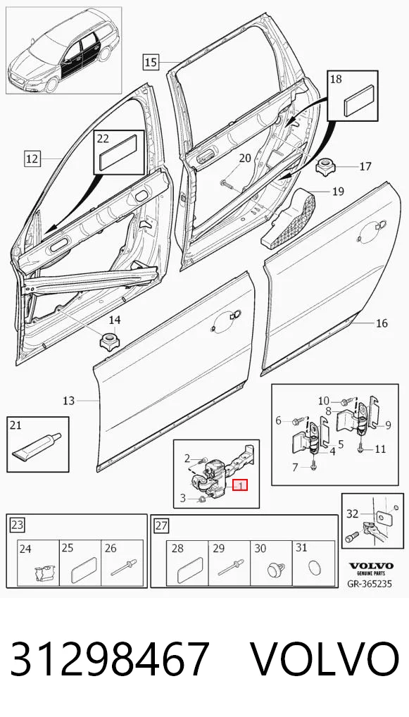 31298467 Volvo Обмежувач відкриття дверей, задній