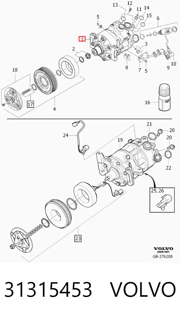 31315453 Volvo Компресор холодоагенту