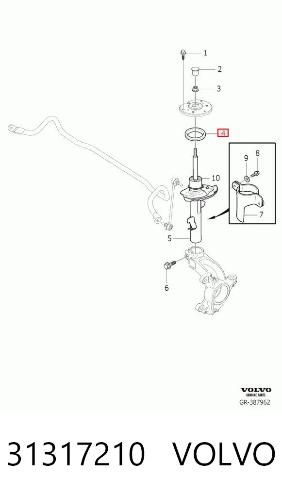 Купити 72437210 Pro-parts Проставка (гумове кільце) пружини передньої, нижня