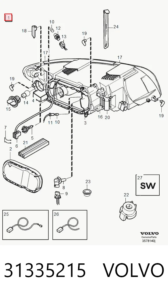 31335215 Volvo Фара ліва передня