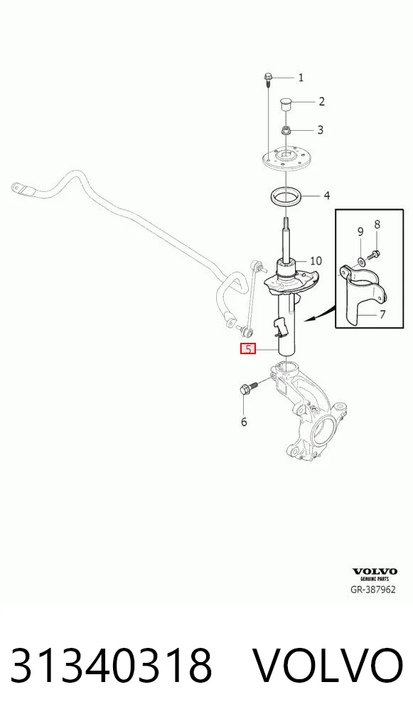 31340318 Volvo Ліва передня стійка