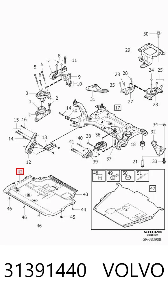 31391440 Volvo Захист піддона двигуна