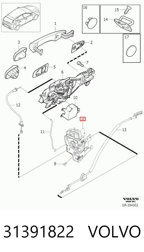 31391822 Volvo Замок водійських дверей