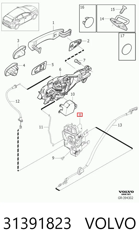 31391823 Volvo Замок двері правої передньої
