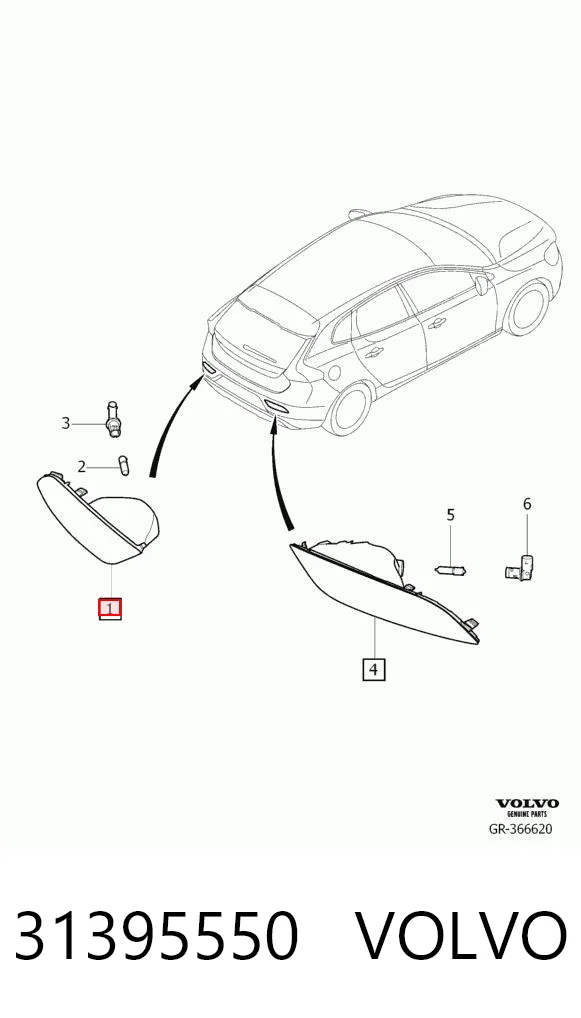 31395550 Volvo Протівотуманнка задня, ліва