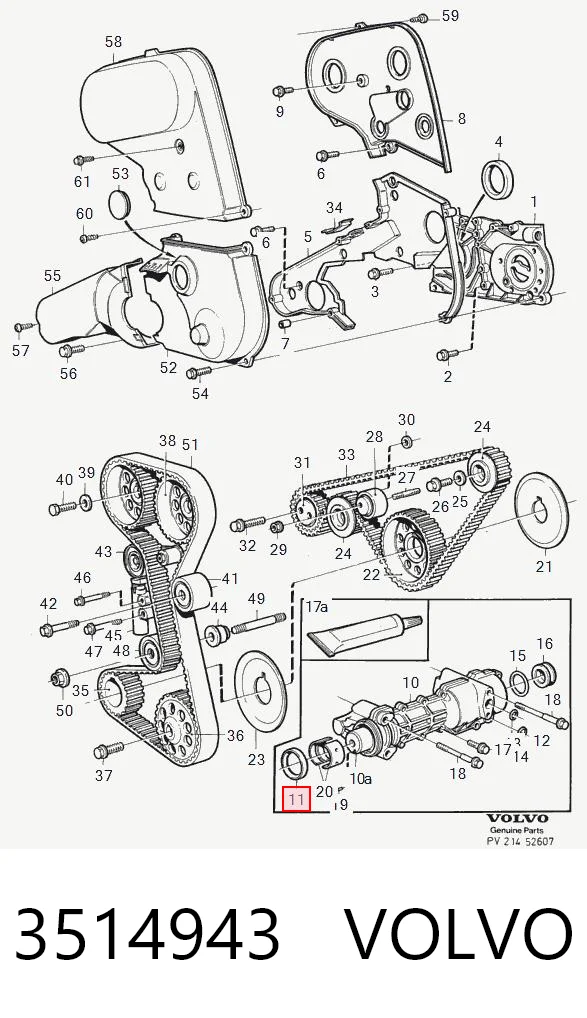 3514943 Volvo Сальник распредвала двигуна, задній
