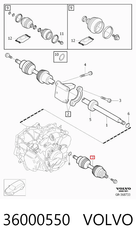 36000550 Volvo Привід лівий
