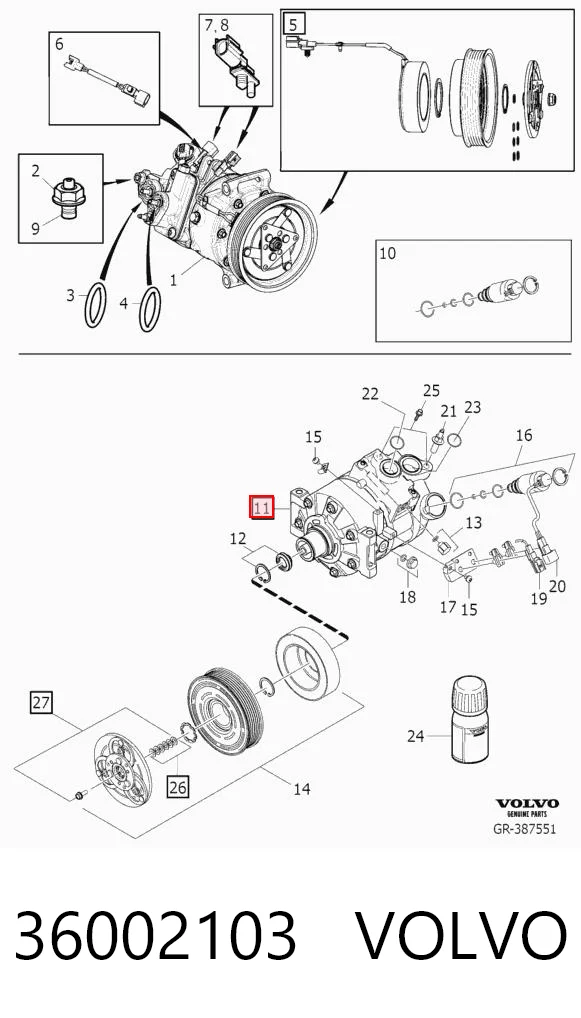 36002103 Volvo Компресор холодоагенту