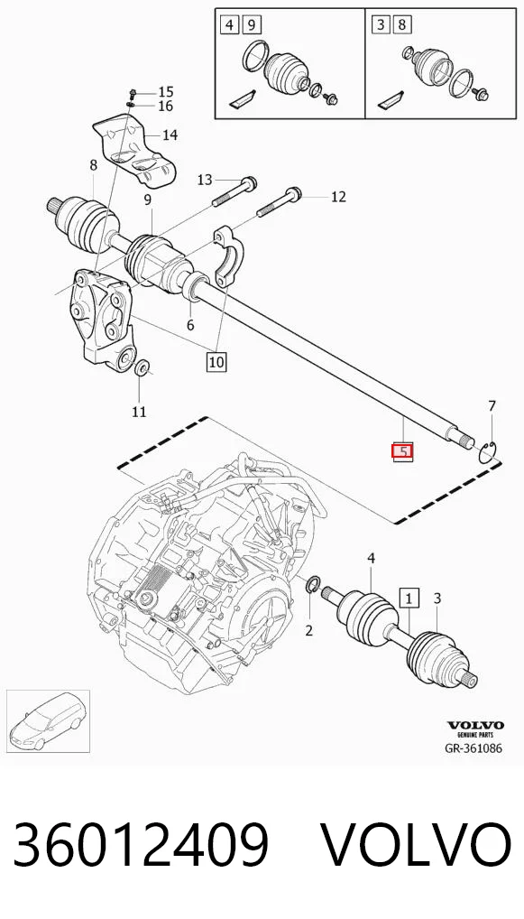 36012409 Volvo Привід передній правий