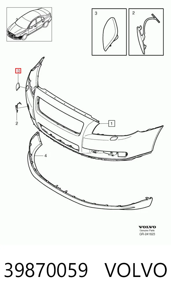 39870059 Volvo Накладка форсунки омивача фари передньої