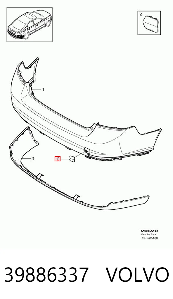 39886337 Volvo Заглушка бампера буксирувального гака, передня
