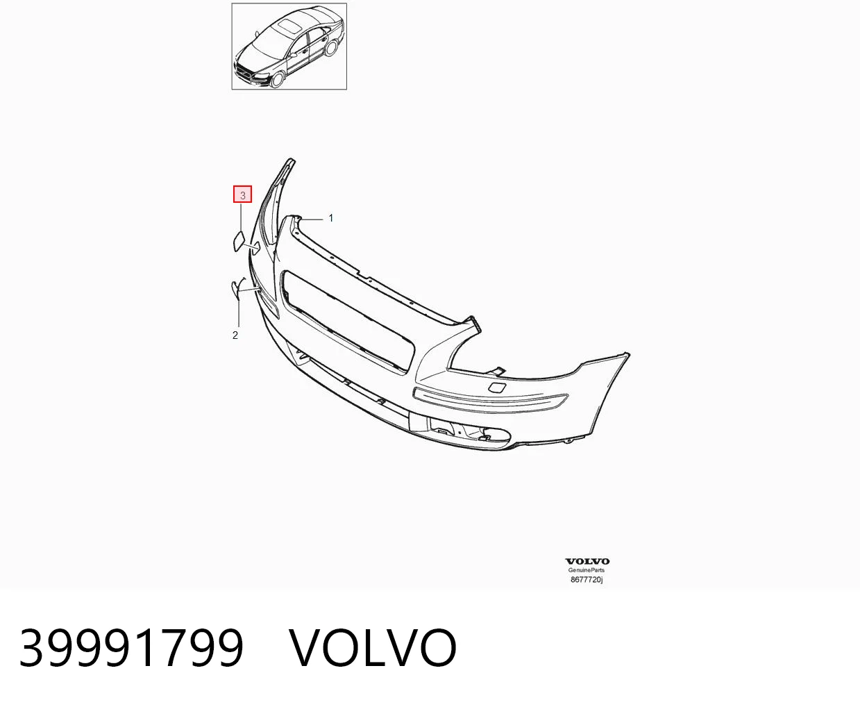 39991799 Volvo Накладка форсунки омивача фари передньої
