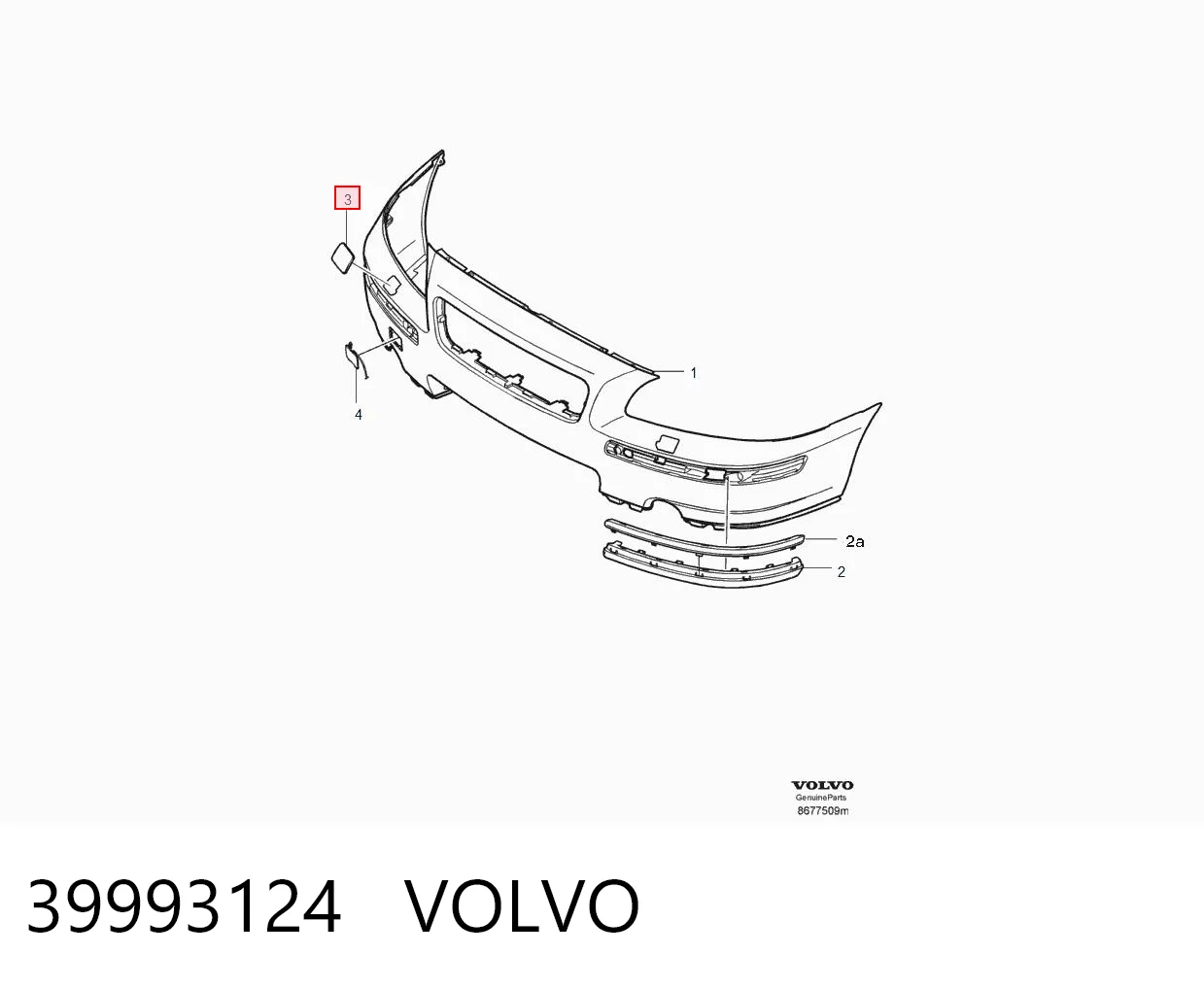 39993124 Volvo Накладка форсунки омивача фари передньої