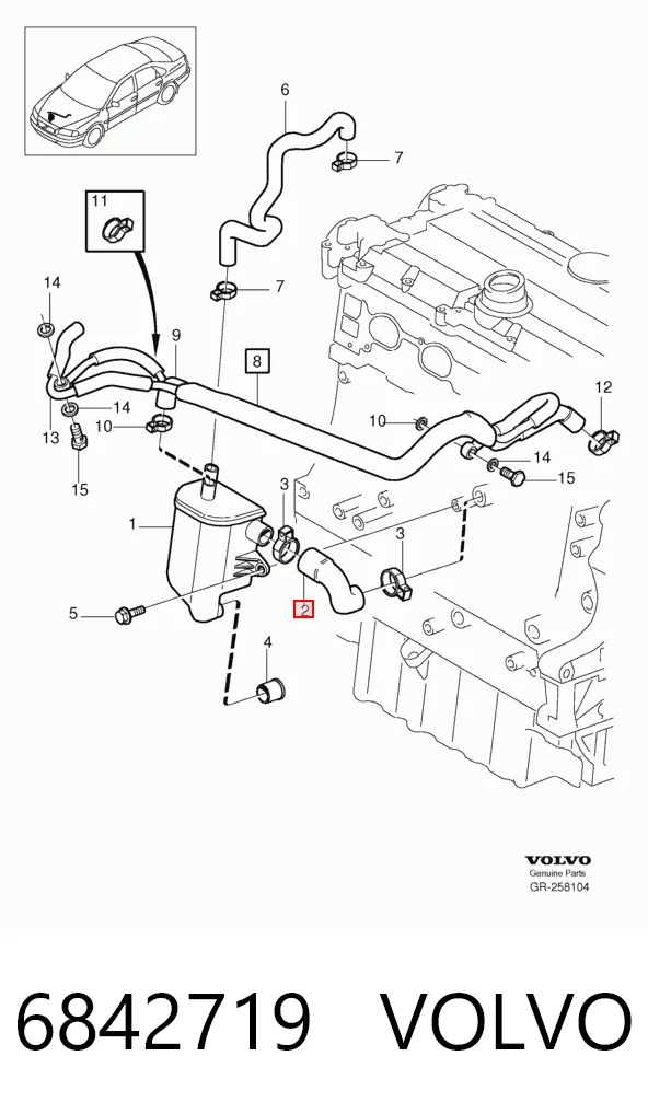  Патрубок вентиляції картера Volvo S80 1