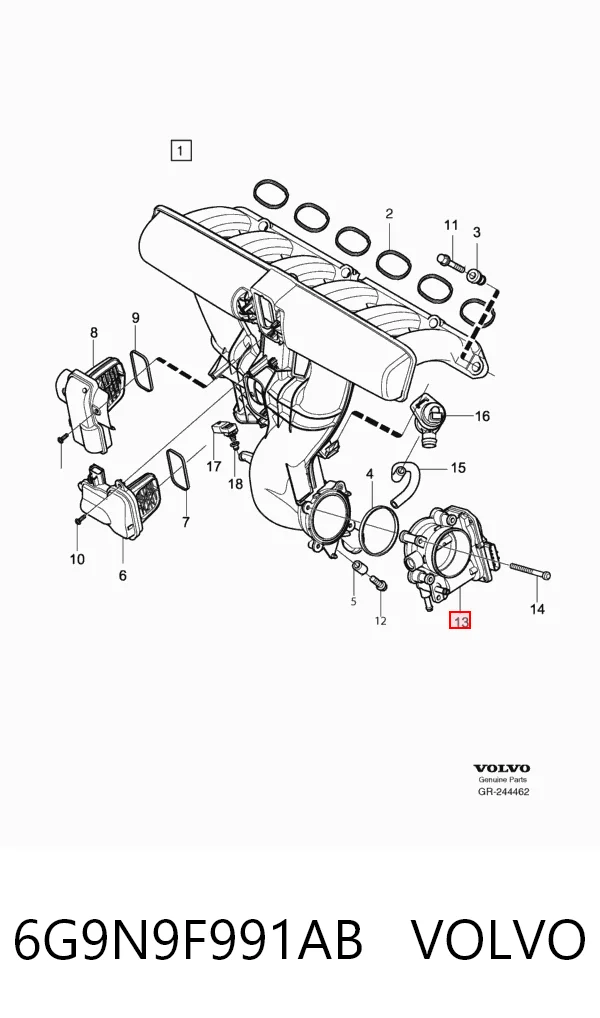 6G9N9F991AB Volvo Дросільна заслінка в зборі