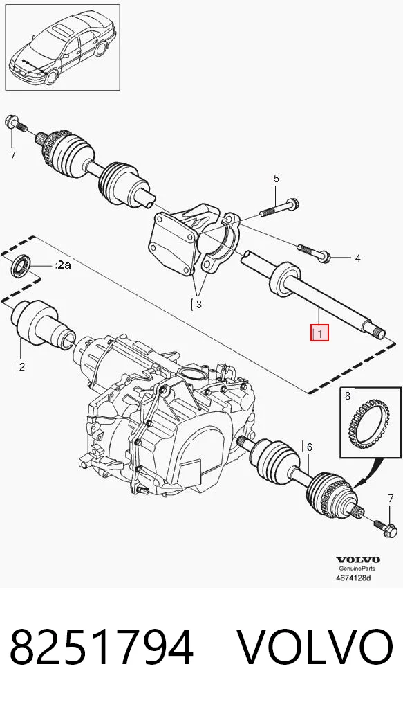 8251794 Volvo Привід передній правий