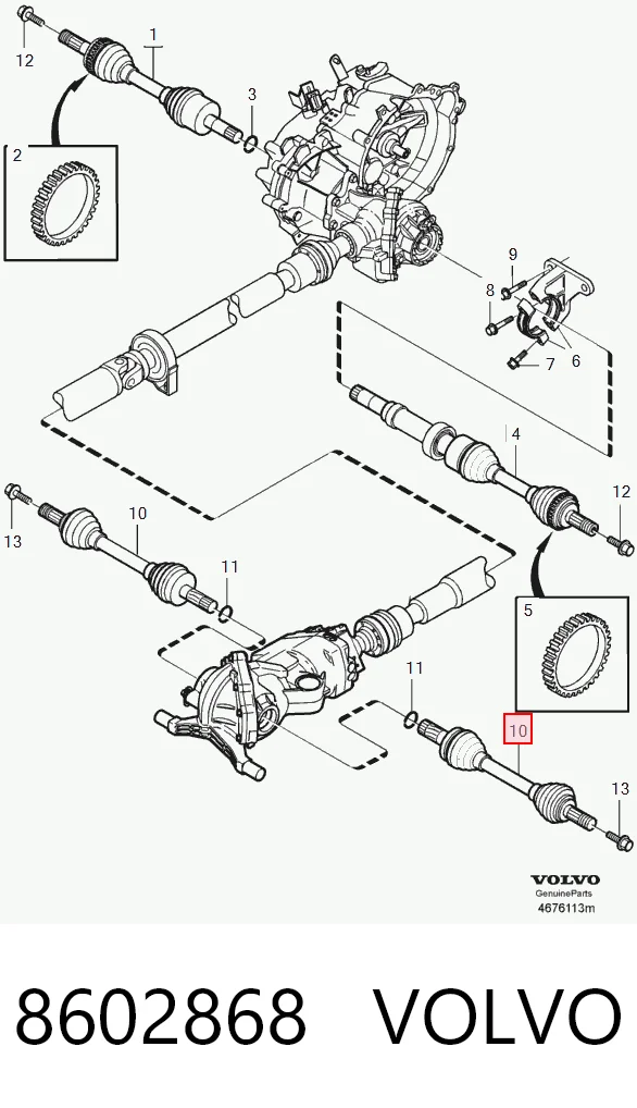 8602868 Volvo Піввісь задня, ліва
