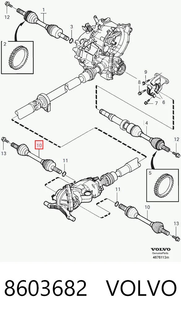 8603682 Volvo Піввісь задня, ліва