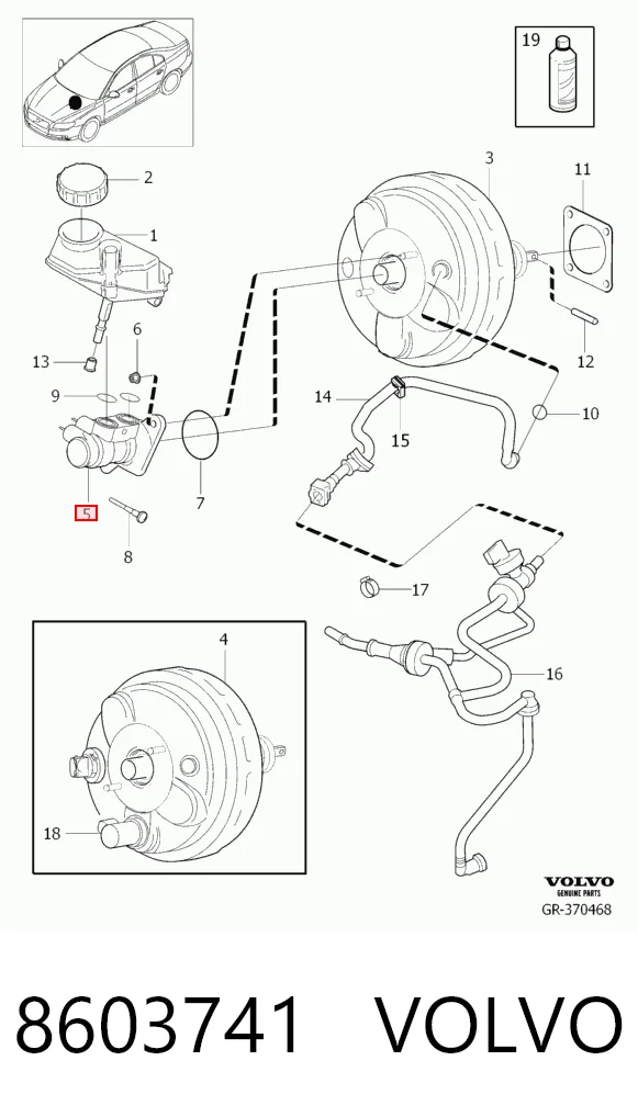 Циліндр гальмівний, головний на Volvo S80 II AS, AR