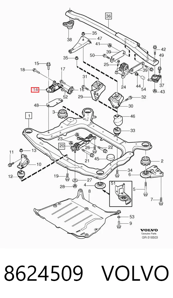 8624509 Volvo Права подушка мотора