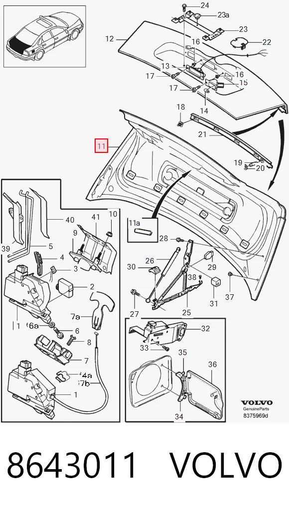 Кришка багажника на Volvo S80 I TS, TH, KV