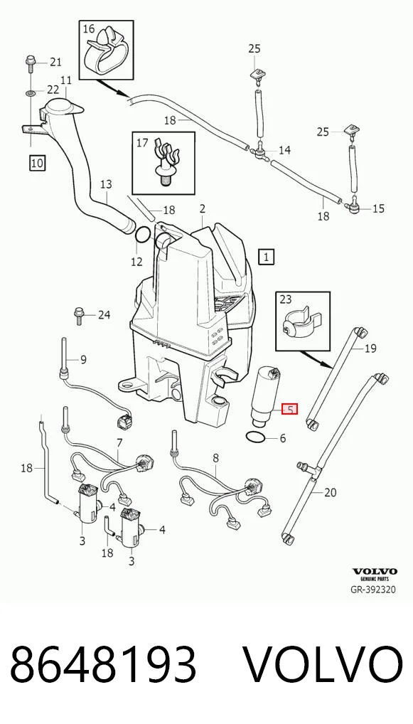 8648193 Volvo Насос-двигун омивача фар