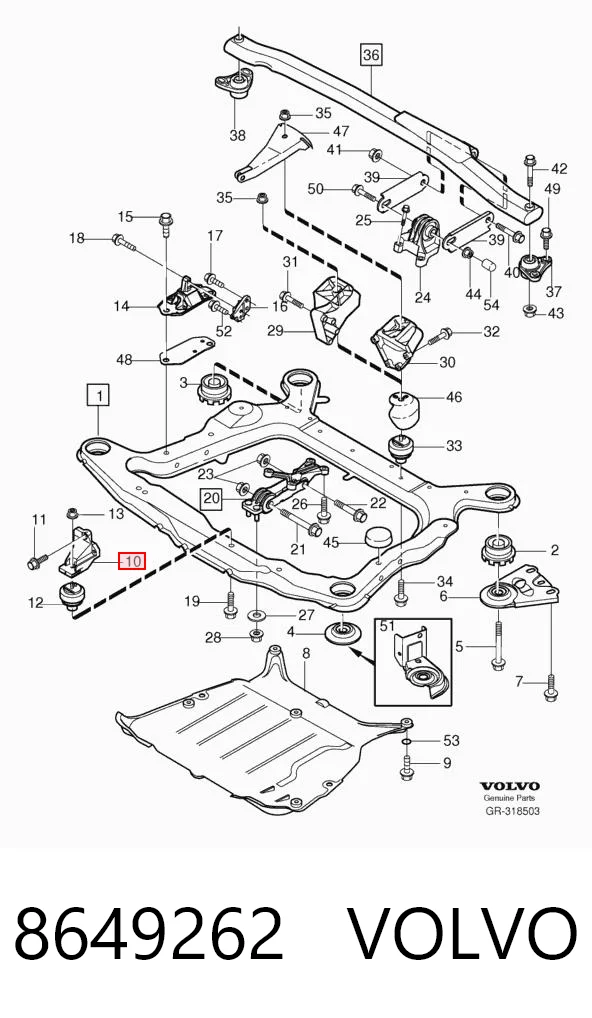 8649262 Volvo Кронштейн подушки (опори) двигуна, передньої