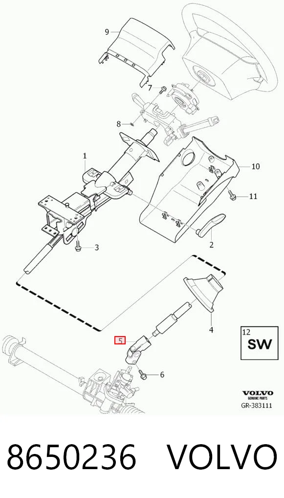 8650236 Volvo Рульовий кардан нижній