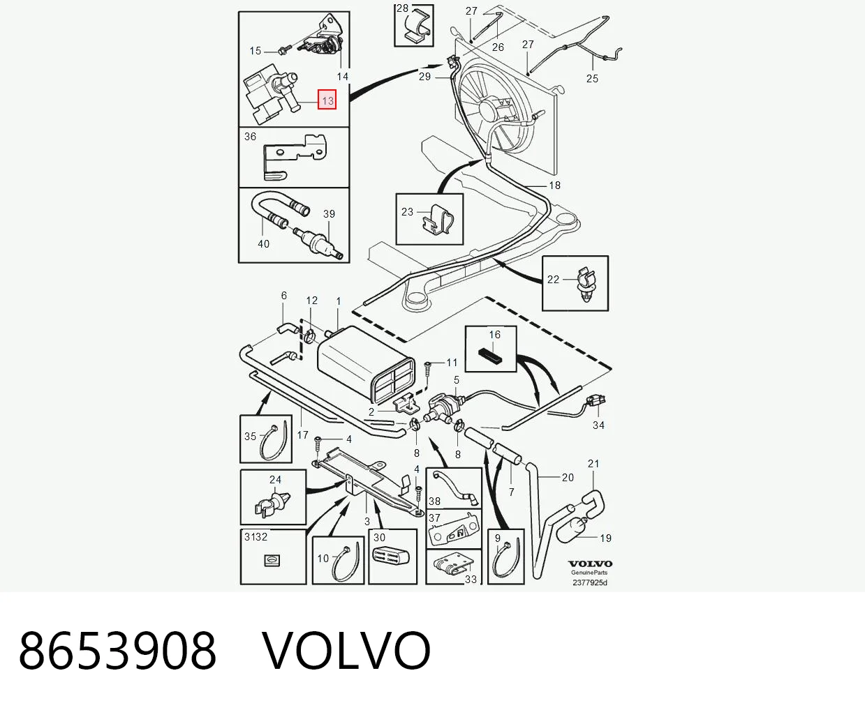 8653908 Volvo Клапан вентиляції газів паливного бака
