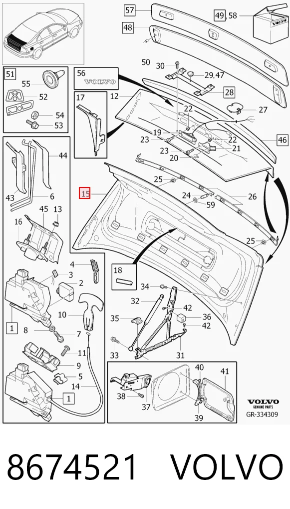  Кришка багажника Volvo S60 1