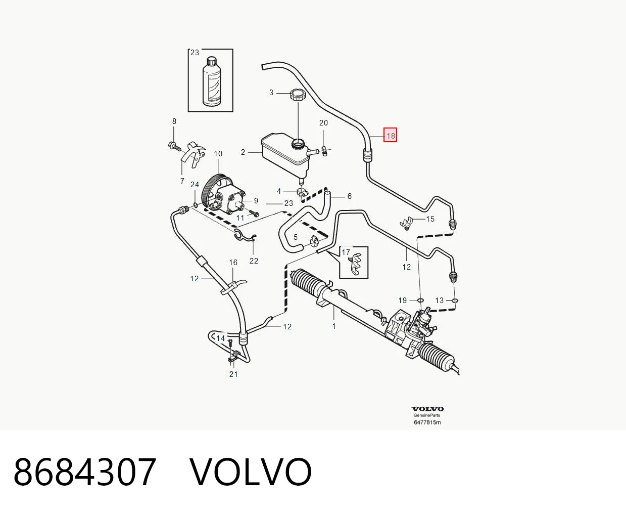 8684307 Volvo Рейковий рульовий механізм
